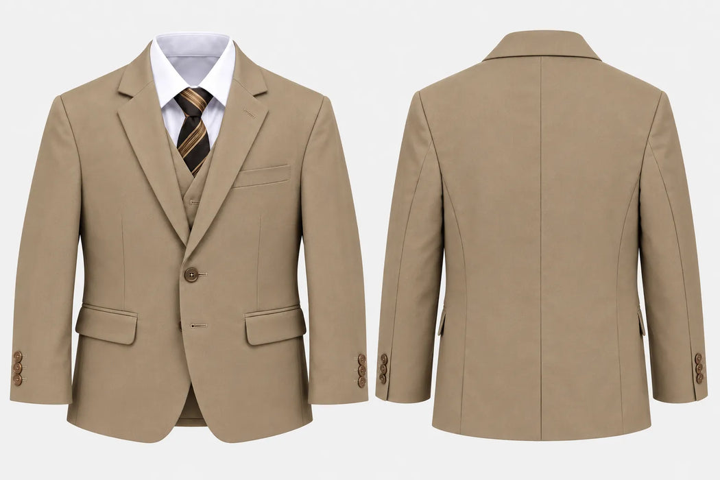 Kids Energy® Boys 5-Piece Formal Suit Set Tan Sizes 2-16 – Style 5093