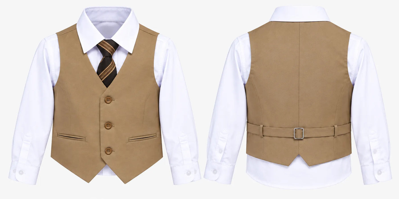 Kids Energy® Boys 5-Piece Formal Suit Set Tan Sizes 2-16 – Style 5093