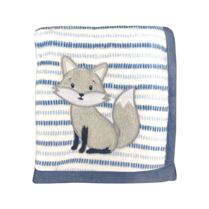 Koala Baby - Fox Blue/Grey Sherpa 2 Layer Applique Blanket