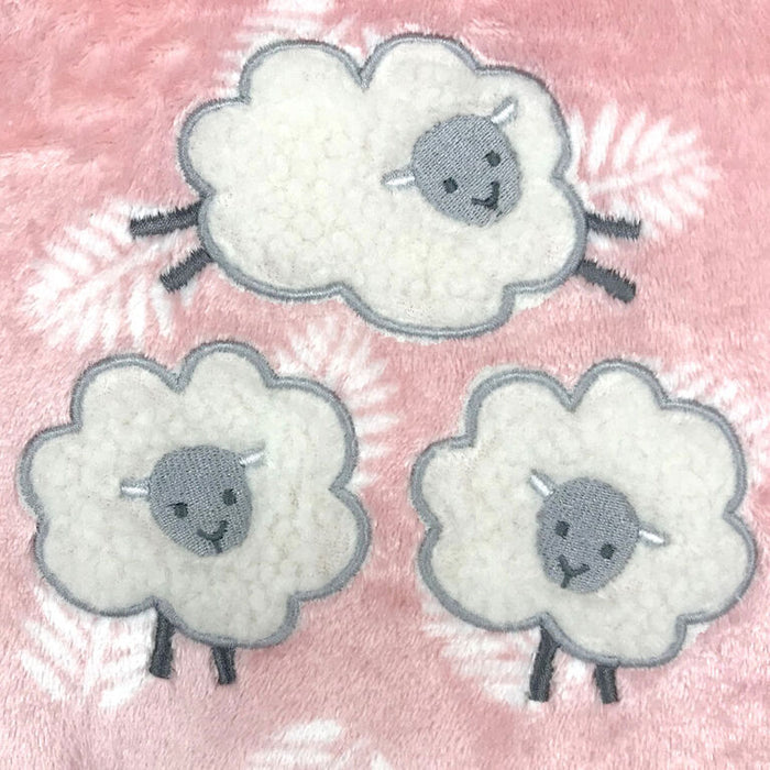 Koala Baby - Lamb Pink/Grey Sherpa 2 Layer Applique Blanket