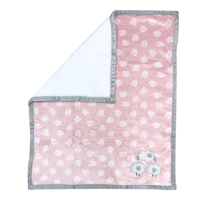 Koala Baby - Lamb Pink/Grey Sherpa 2 Layer Applique Blanket