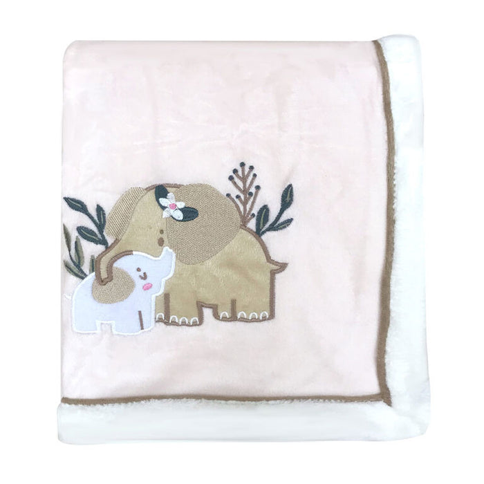 Koala Baby - Pink Elephant Mama & Baby 2 Layer Applique Blanket