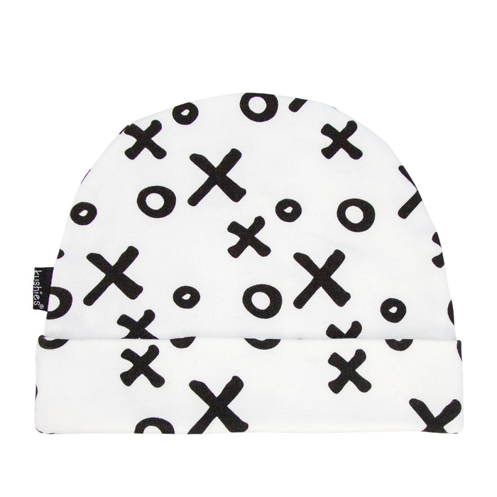 Bonnet pour bébé Kushies® 6 mois noir et blanc XO