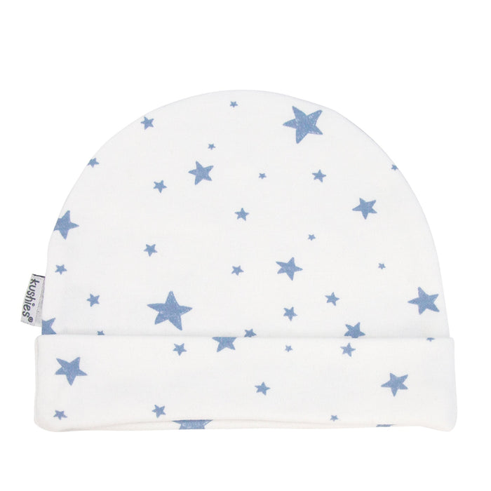 Kushies® Baby Cap 6m Blue Scribble Stars