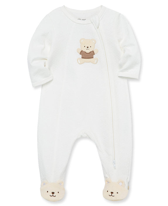 Little Me Pyjama Zip Footie - Gentle Bear