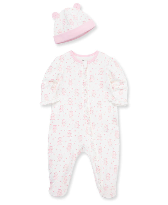 Little Me Baby Bear Pyjama Zip Footie & Hat Set