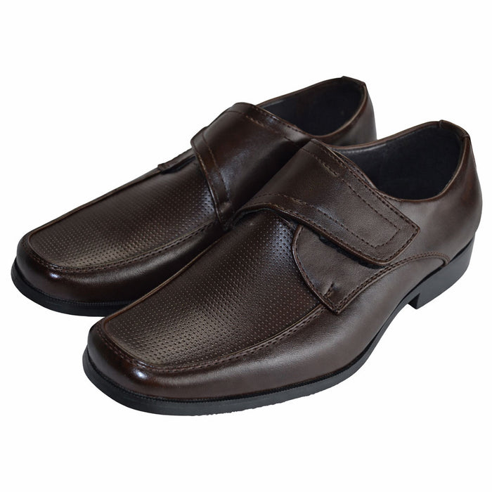 Boys Dress Shoes in Faux Leather – Hook & Loop Closure – Sizes 5A Toddler to 10 Youth