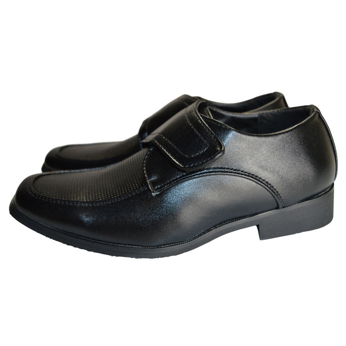 Boys Dress Shoes in Faux Leather – Hook & Loop Closure – Sizes 5A Toddler to 10 Youth
