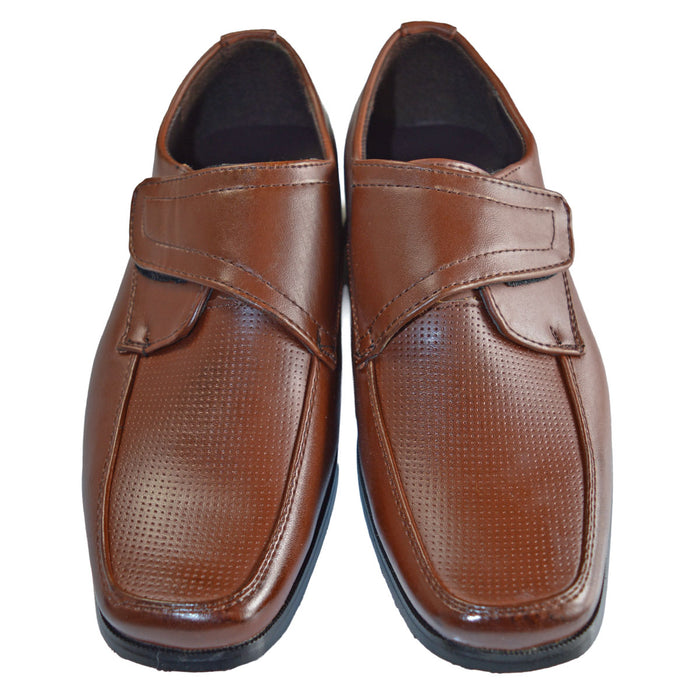 Boys Dress Shoes in Faux Leather – Hook & Loop Closure – Sizes 5A Toddler to 10 Youth