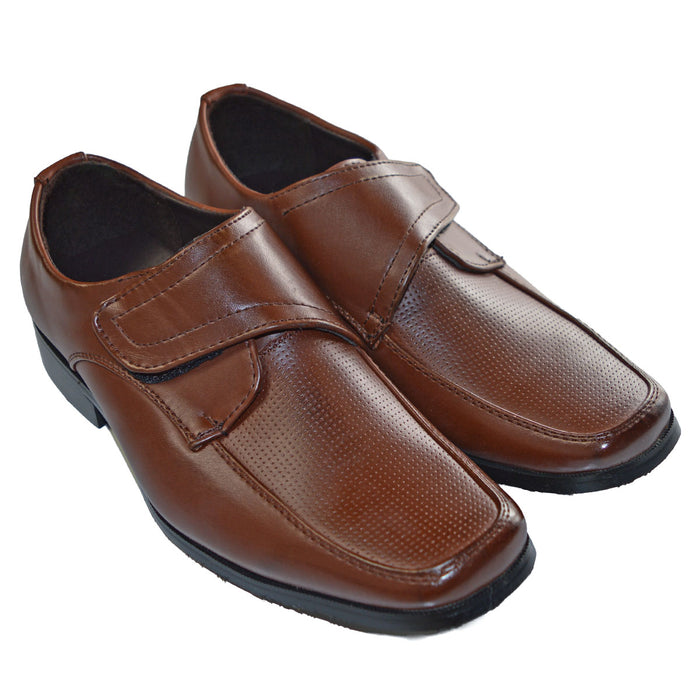 Boys Dress Shoes in Faux Leather – Hook & Loop Closure – Sizes 5A Toddler to 10 Youth