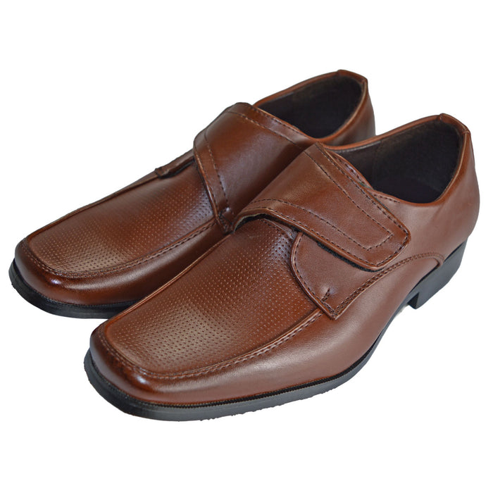 Boys Dress Shoes in Faux Leather – Hook & Loop Closure – Sizes 5A Toddler to 10 Youth