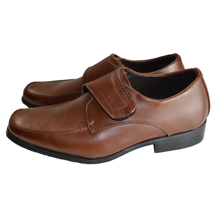 Boys Dress Shoes in Faux Leather – Hook & Loop Closure – Sizes 5A Toddler to 10 Youth
