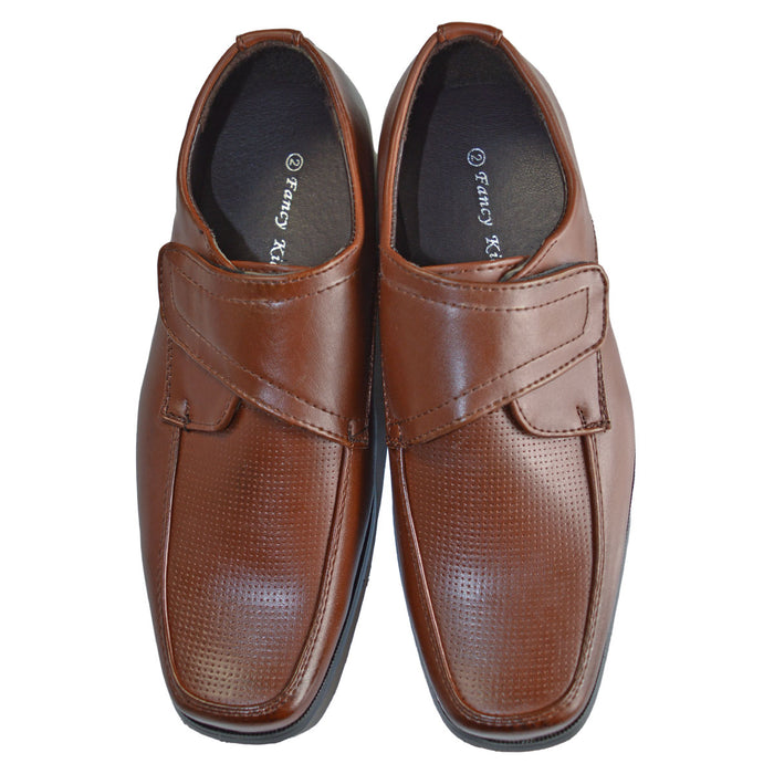 Boys Dress Shoes in Faux Leather – Hook & Loop Closure – Sizes 5A Toddler to 10 Youth