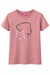 Like! youth mahogany print shirt with dog and cat outline graphic, laid flat on white background.
