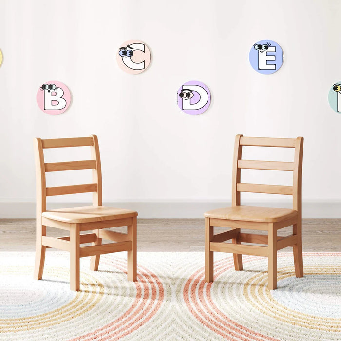 Foundations Little Scholars Solid Wood Kids School Chairs – 2-Pack (8”–16” Seat Heights)