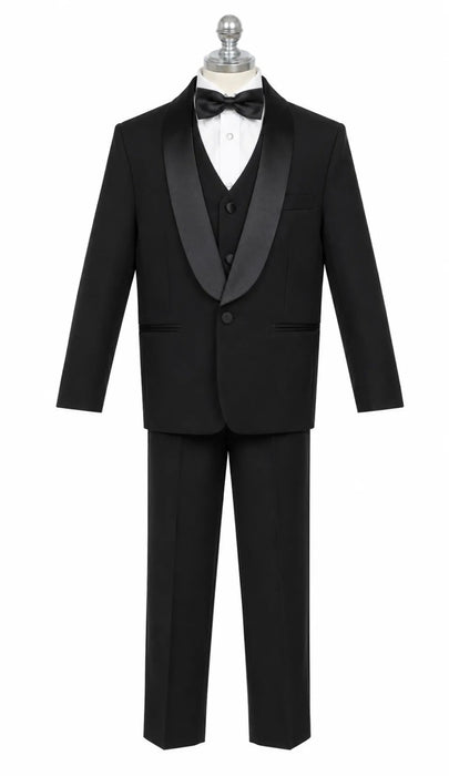 Mavezzano® Boys Black Tuxedo Set - Sash Lapel for Special Events Sizes | 2y to 16y