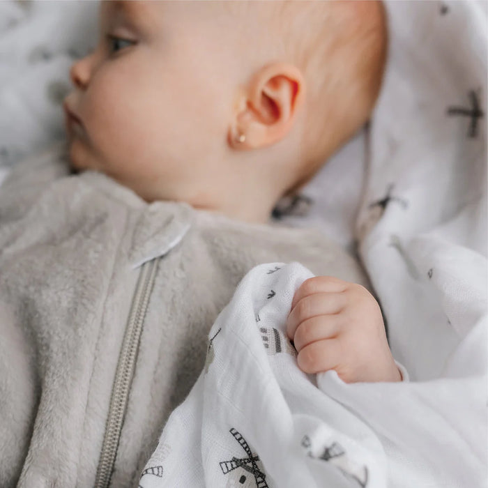 Gigoteuse pour bébé en peluche écologique Perlimpinpin - Taupe/Gris (1.5 Togs)