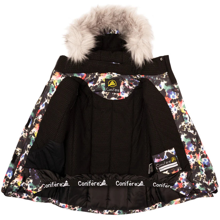 Conifere NICOBI-J - Combinaison de neige pour fille - Noir/Corail (7-16 ans)