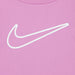 Nike kids’ pink sweatshirt featuring a white swoosh logo on the chest.
