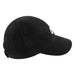 Nike black baseball cap with embroidered white logo shown at a side angle on white background.