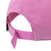 Nike pink cap close-up showing adjustable velcro strap and back opening against white background.