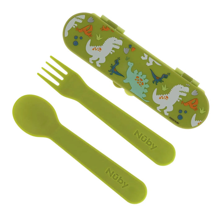 Ensemble de fourchette et cuillère Nuby® pour tout-petits avec étui de transport – Auto-alimentation dès 12 mois