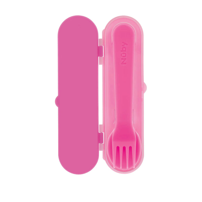 Ensemble de fourchette et cuillère Nuby® pour tout-petits avec étui de transport – Auto-alimentation dès 12 mois