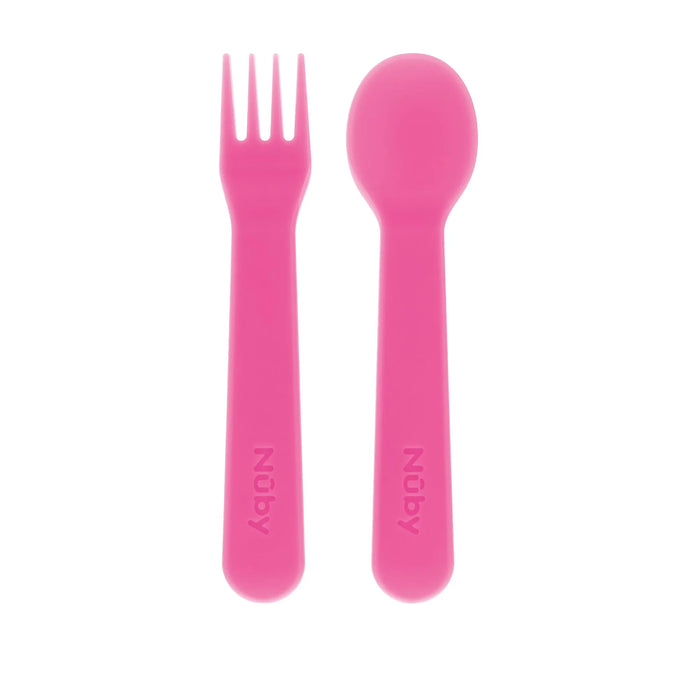 Ensemble de fourchette et cuillère Nuby® pour tout-petits avec étui de transport – Auto-alimentation dès 12 mois