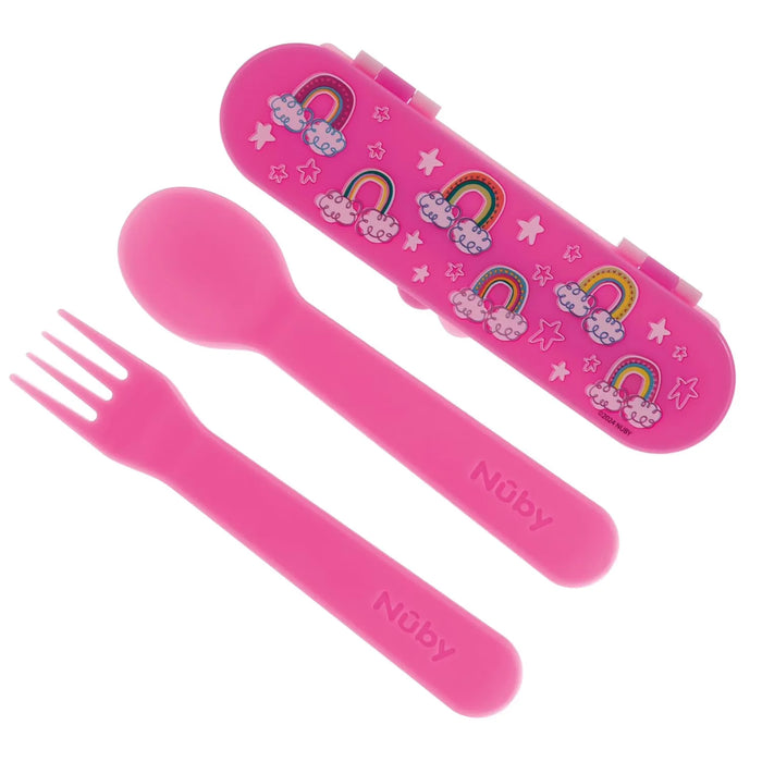 Ensemble de fourchette et cuillère Nuby® pour tout-petits avec étui de transport – Auto-alimentation dès 12 mois