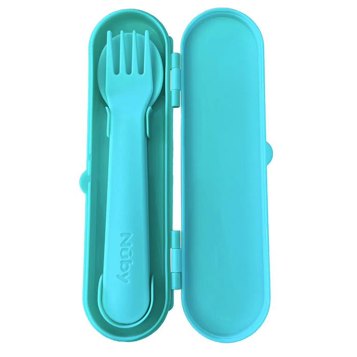 Ensemble de fourchette et cuillère Nuby® pour tout-petits avec étui de transport – Auto-alimentation dès 12 mois