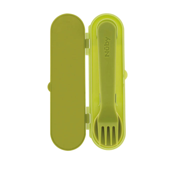 Ensemble de fourchette et cuillère Nuby® pour tout-petits avec étui de transport – Auto-alimentation dès 12 mois