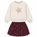 Happy Kids cream star sweatshirt and red plaid skirt set