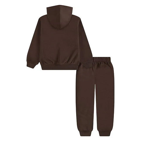 Jordan kids fleece jogger set Brown 04