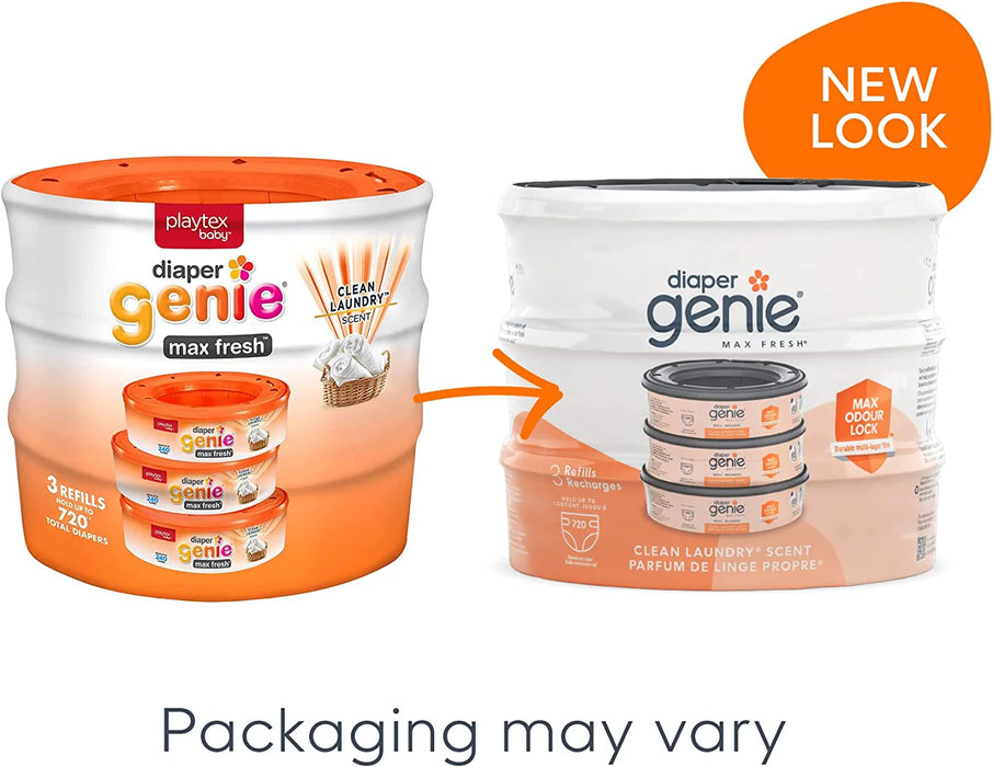 Playtex® Diaper Genie Refills – 3 Pack | Standard & Max Fresh 5–7 Layer Odour Lock Bags