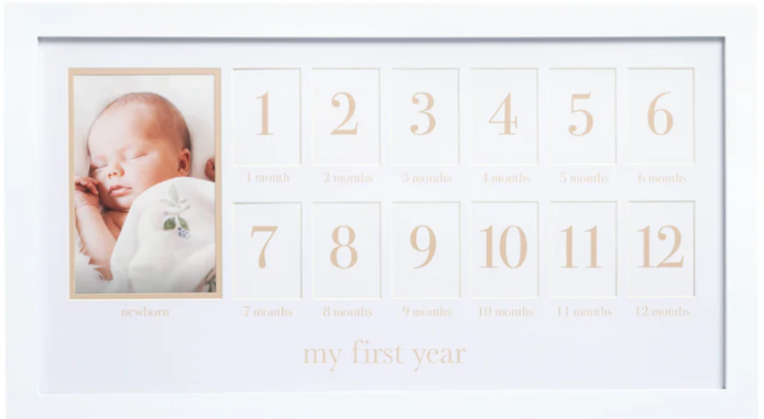 Pearhead® First Year Baby Milestone Photo Frame with Beige Mat