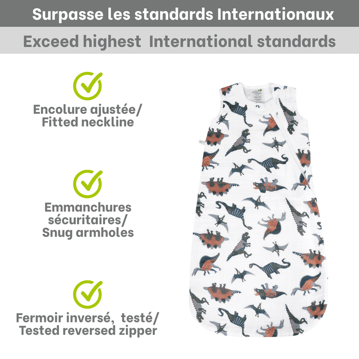 Gigoteuse en mousseline de coton Perlimpinpin® - Dinos (0,7 Tog) 18 à 36 mois