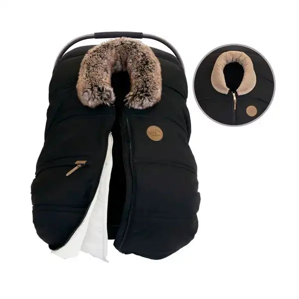 Petit Coulou® 3-Season Baby Car Seat Cover with Interchangeable Collars - Onyx/Corduroy
