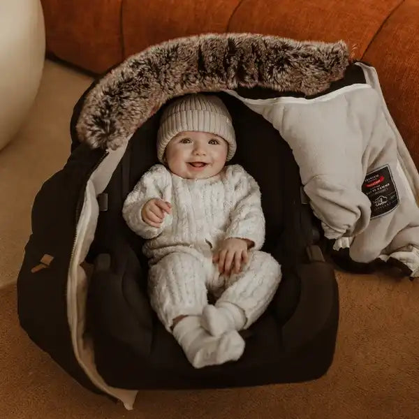 Petit Coulou® 3-Season Baby Car Seat Cover with Interchangeable Collars - Onyx/Corduroy