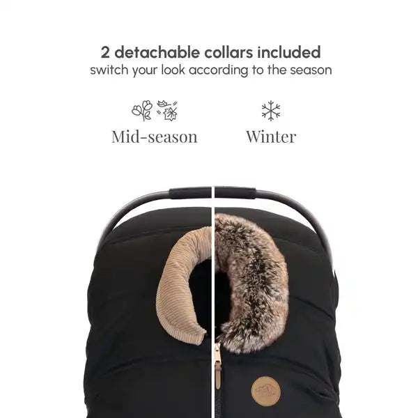 Petit Coulou® 3-Season Baby Car Seat Cover with Interchangeable Collars - Onyx/Corduroy