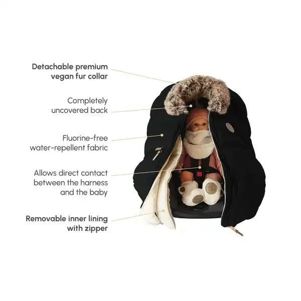 Petit Coulou® 3-Season Baby Car Seat Cover with Interchangeable Collars - Onyx/Corduroy