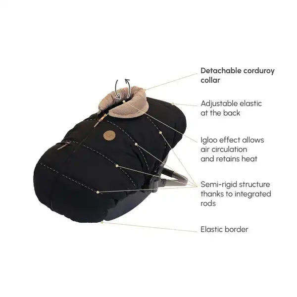 Petit Coulou® 3-Season Baby Car Seat Cover with Interchangeable Collars - Onyx/Corduroy