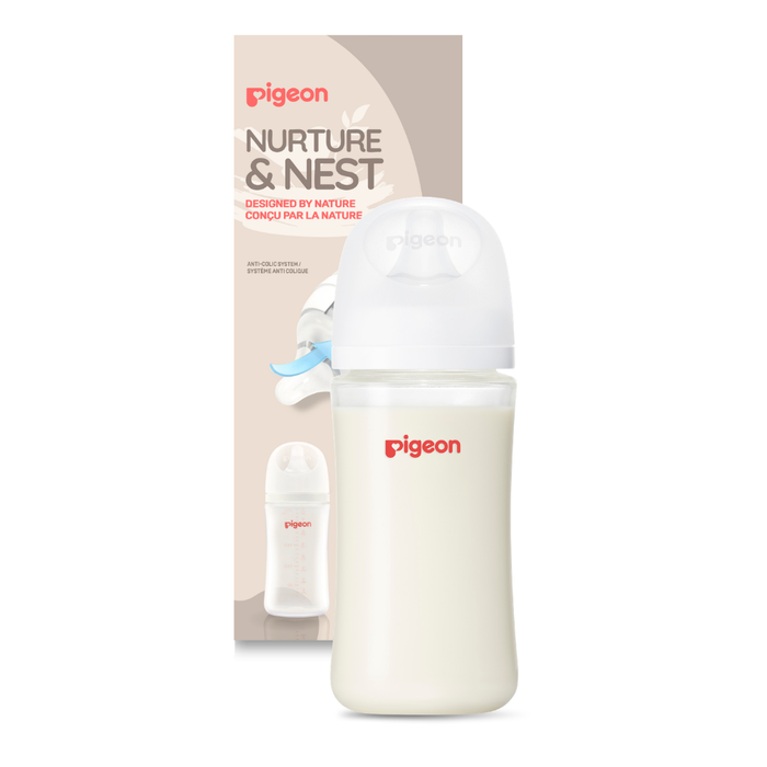 Pigeon® Glass Bottle 8oz with Medium Nipple (3M+)