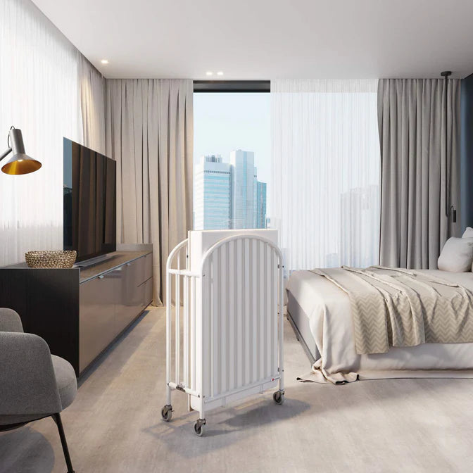 Foundations® Pinnacle™ Compact Folding Metal Crib – Commercial Infant Crib for Hotels