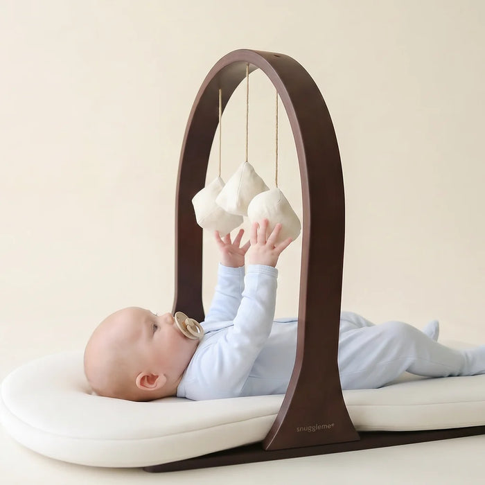 Snuggle Me® Wooden Baby Play Arch with Organic Cotton Toys – Walnut