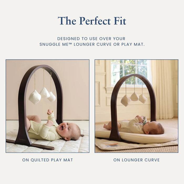 Snuggle Me® Wooden Baby Play Arch with Organic Cotton Toys – Walnut