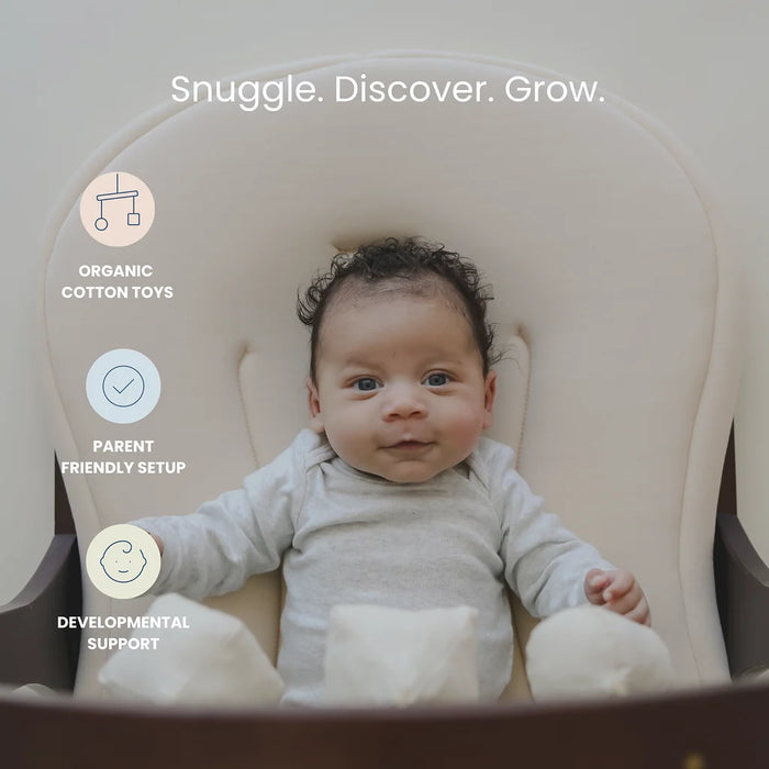 Snuggle Me® Wooden Baby Play Arch with Organic Cotton Toys – Walnut