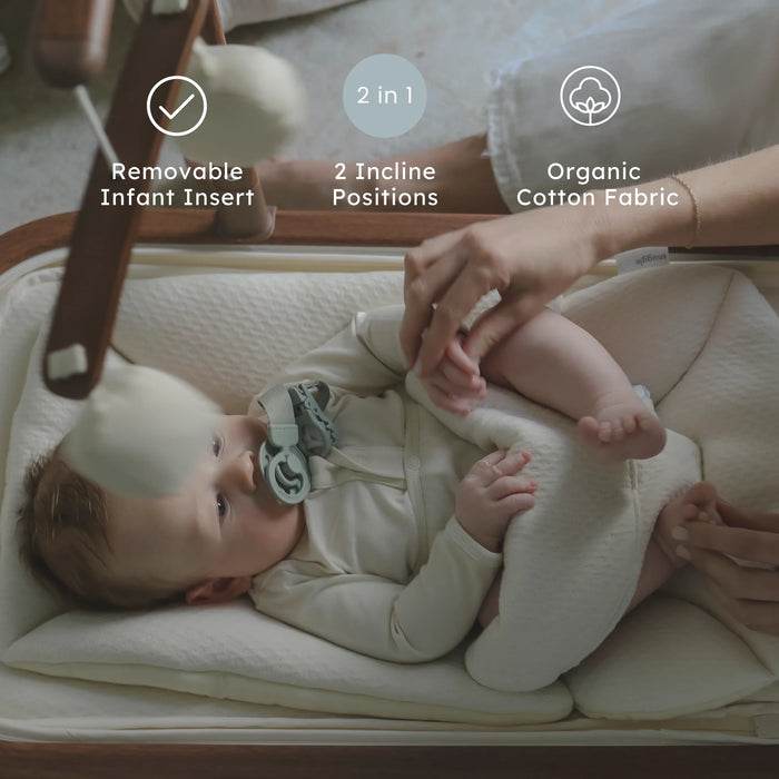 Snuggle Me® Siège berçant pour bébé en coton biologique – Walnut/Naturel
