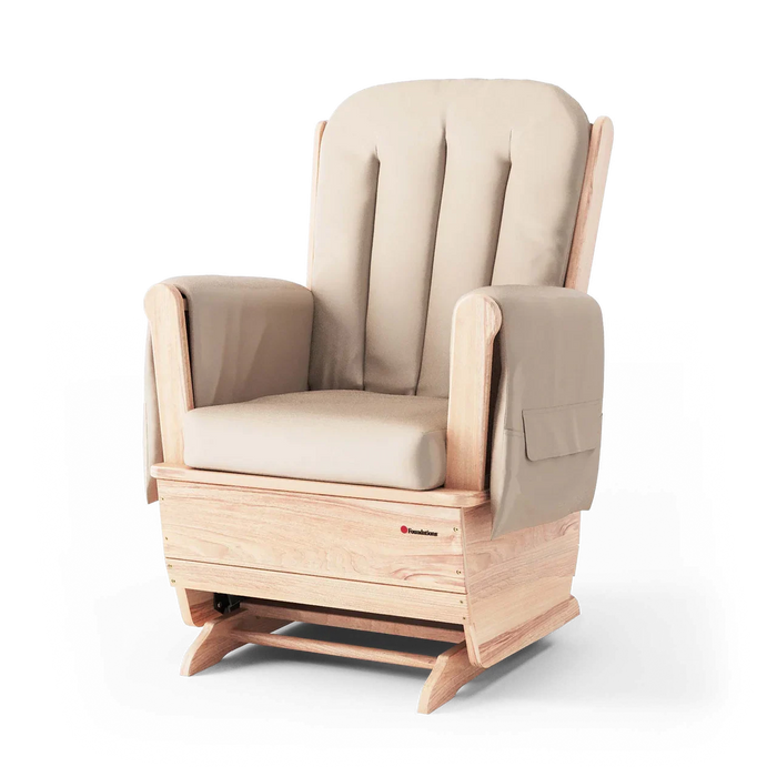 Foundations® SafeRocker™ Standard Wooden Glider Rocker with Blue Microfiber Cushions