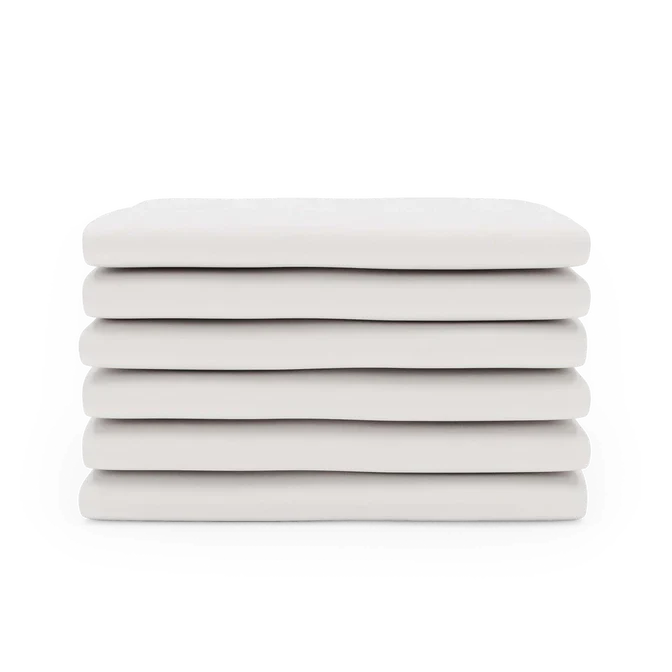 Foundations SafeFit™ Crib Envelope & Playard Mattress Sheets – White 6-Pack