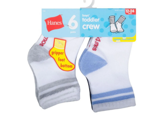 Chaussettes Hanes pour bébé garçon, lot de 6, tailles 2-3X à 12-24